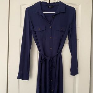 Blue Button Down Long Sleeve Shirt dress
